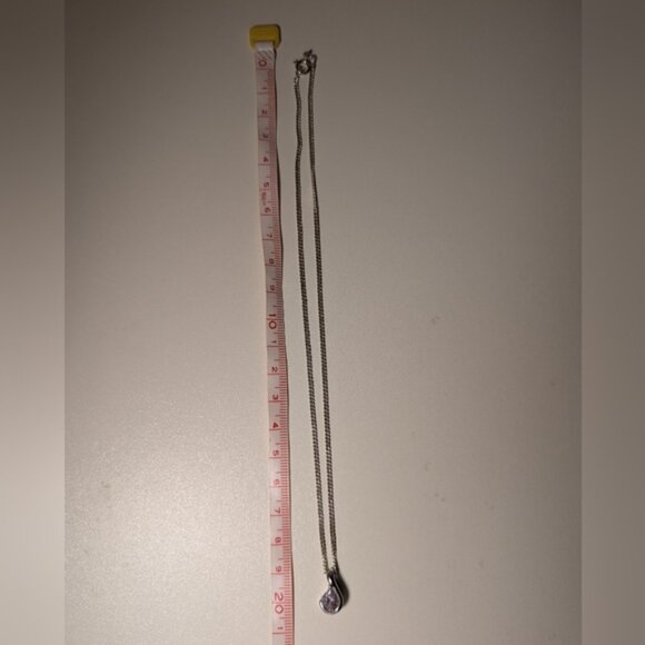 Silver Teardrop Pendant Necklace - Picture 2 of 5